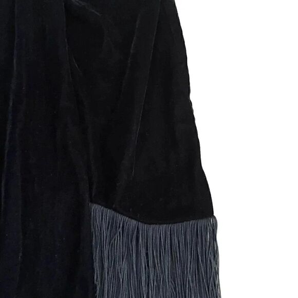 NWT Zara Women Black Fringed Velvet High Waist Ruched Front Detail Mini S #1140 - Picture 8 of 15